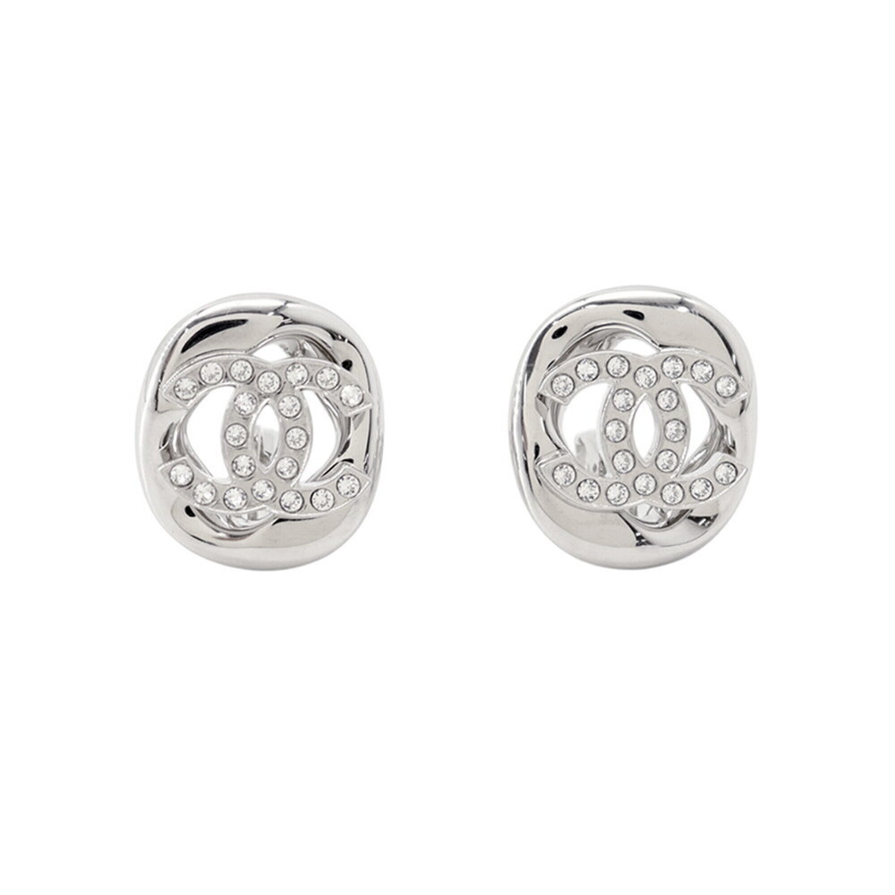 CHANEL Silver Logo Earrings